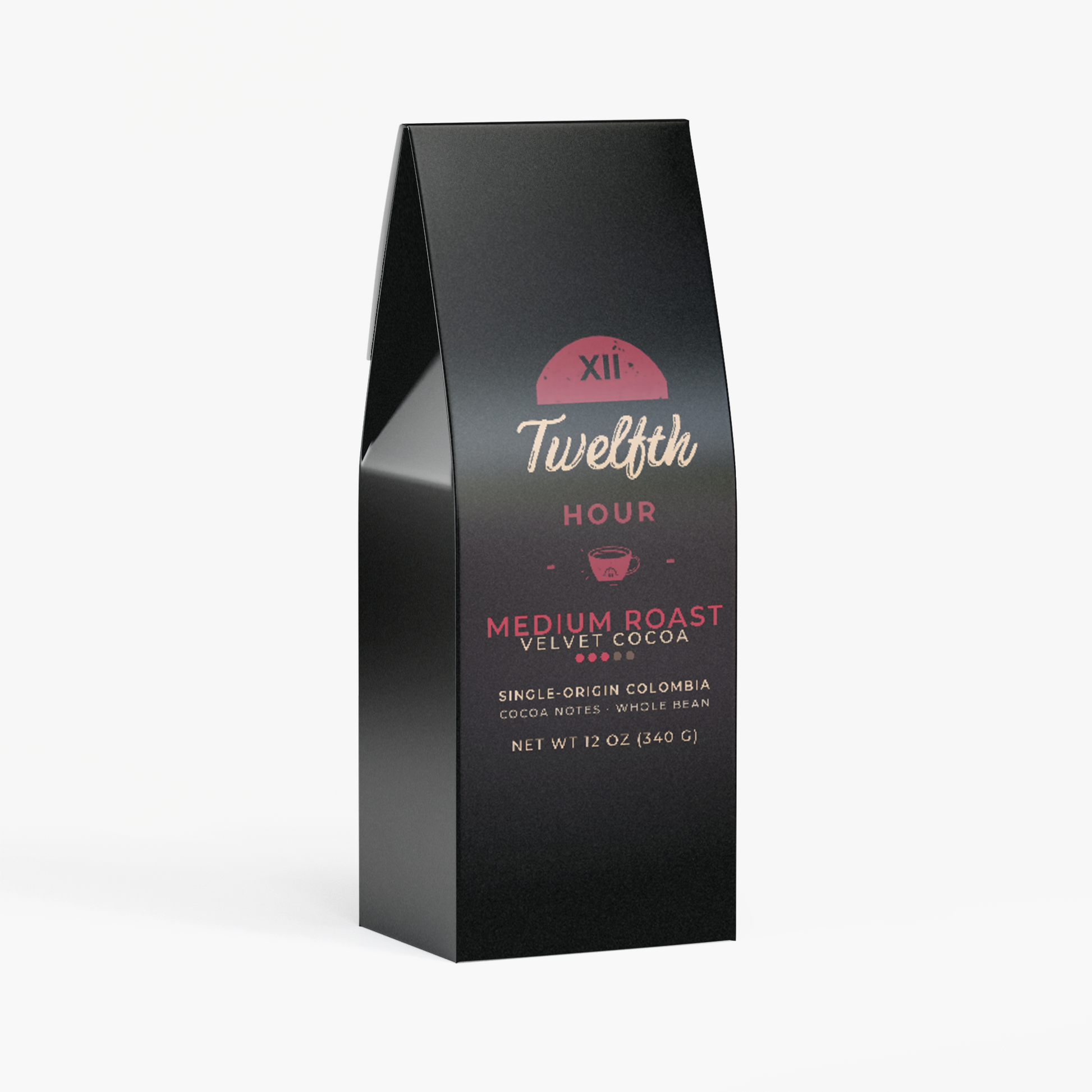 Twelfth Hour Velvet Cocoa medium roast whole bean coffee bag