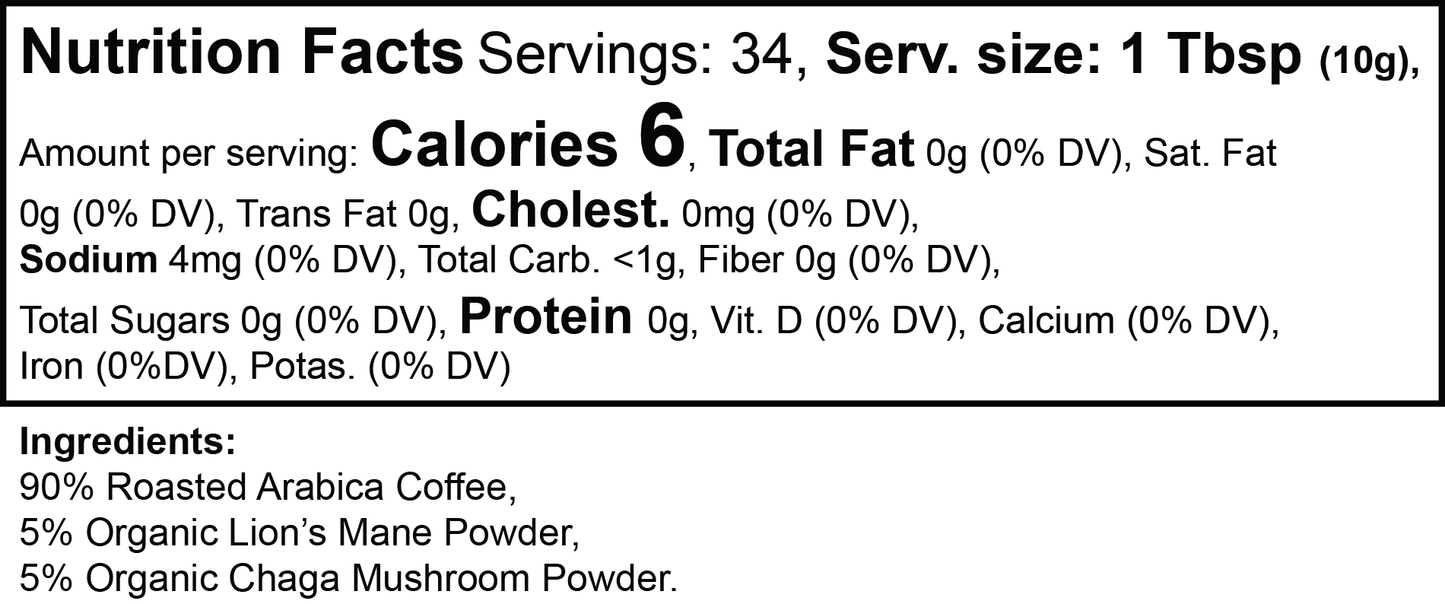 Vitality Mushroom Coffee — Lion's Mane + Chaga (Ground)